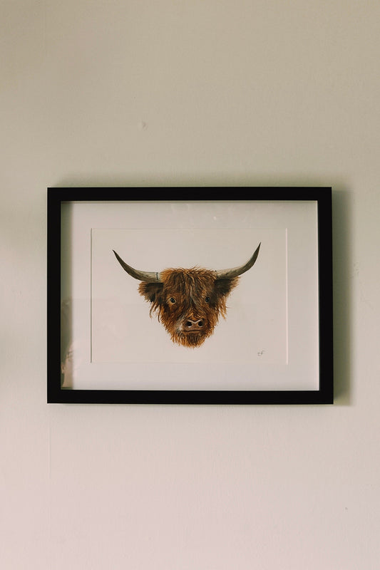Highland Cow Watercolour Print